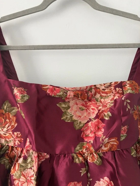 Lulu’s Unbelievably Lovely Red Floral Babydoll Empire Waist Mini Dress NWT XL - Picture 5 of 13